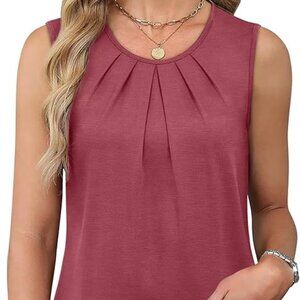 Wine Red Flowy Pleated Tank Top